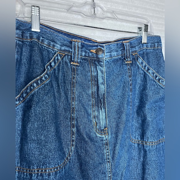 Vintage Bill Blass Long Denim Dark Blue Jean Skirt Size 10 Cotton Boho Western - Picture 5 of 11